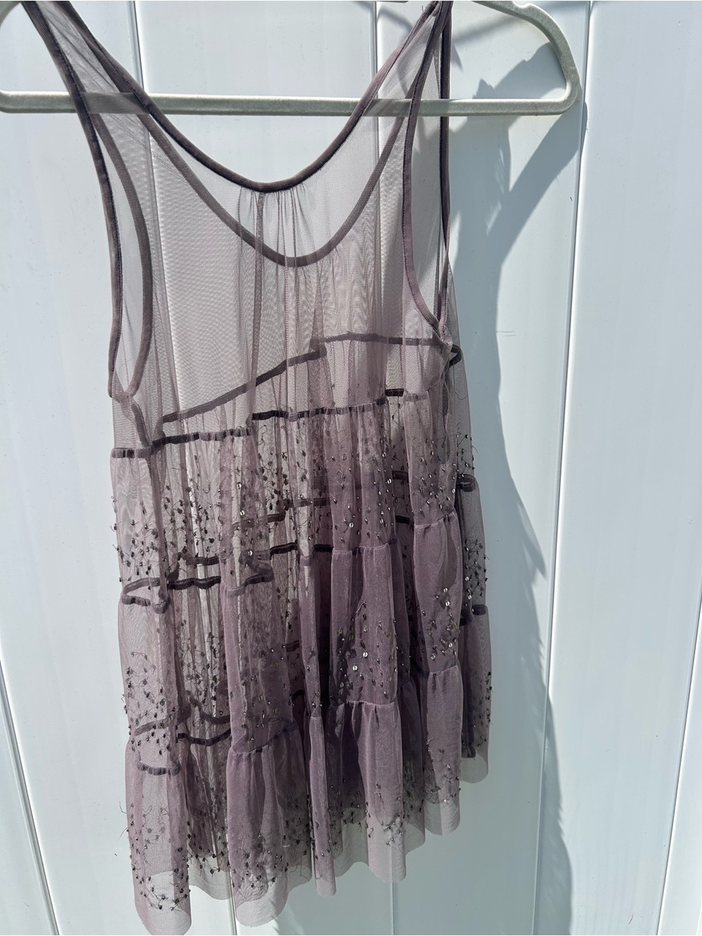 Chan Luu Sheer Mesh and Sequins tank top with Iridescent Sequins